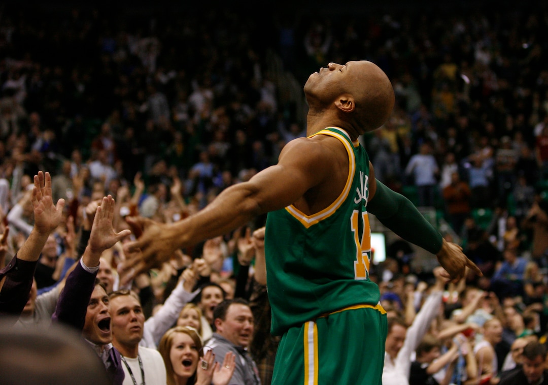 Rick Egan   |  The Salt Lake TribuneJazz point guard Sundiata Gaines went from the D-League to the top of the scorer's table at Energy Solutions Arena after his last-second shot beat the  Cleveland Cavaliers, 97-96 at the buzzer.