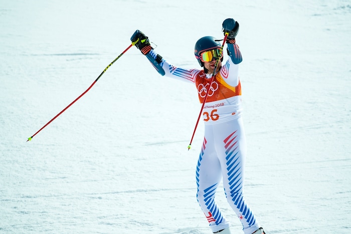 (Chris Detrick  |  The Salt Lake Tribune) Ryan Cochran-Siegle competes in the Men's Giant Slalom Run 2 during the Pyeongchang 2018 Winter Olympics Sunday, Feb. 18, 2018. Cochran-Siegle finished in 11th place with a combined time of 2:20.74.