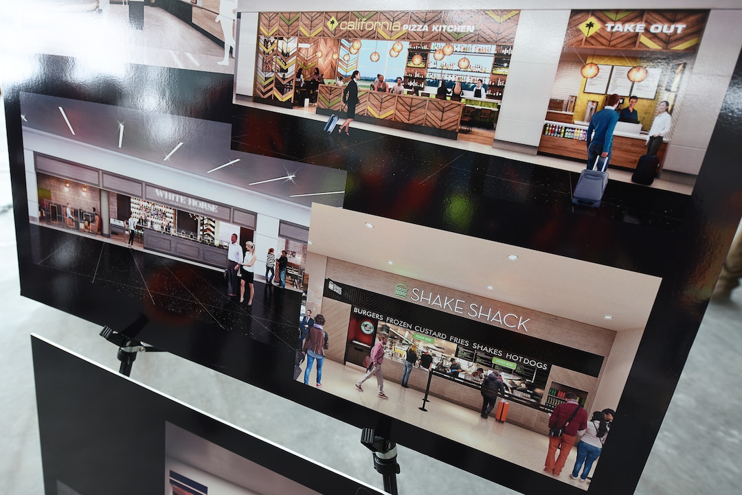 (Francisco Kjolseth  |  The Salt Lake Tribune)  Salt Lake City International Airport announces food concessionaires for the first phase of the new expanded airport during a tour on Wed. Feb. 20, 2019, as renderings provide a visual snapshot of the food and beverage options that is said to include 23 concepts with a number of home-grown options that are local favorites.