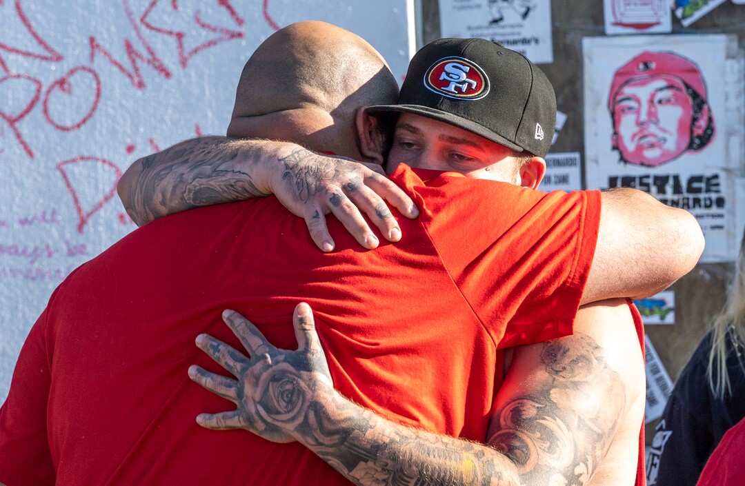 (Rick Egan | The Salt Lake Tribune)  Dillon Taylor's brother, Josh Siegel, during a memorial for Dillon Taylor, on Wednesday, Aug. 11, 2021.