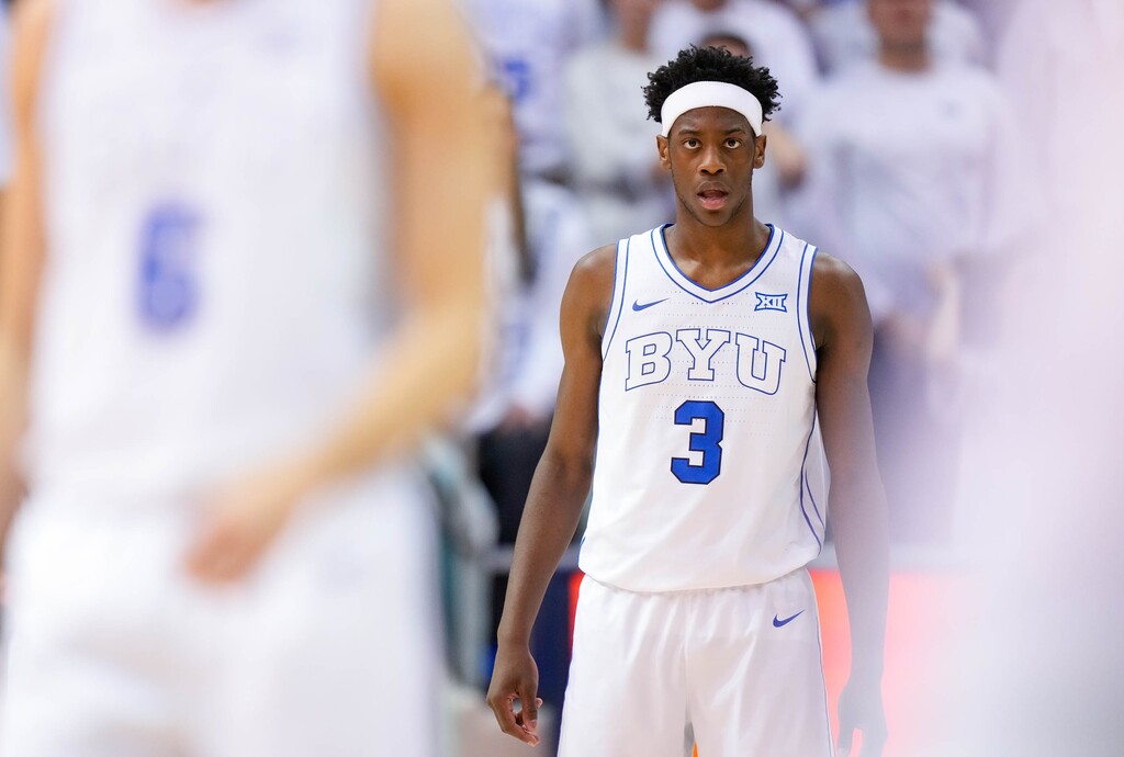 (Francisco Kjolseth | The Salt Lake Tribune) BYU Cougars forward AJ Dybantsa (3) as BYU hosts Arizona, NCAA basketball in Provo on Monday, Jan. 26, 2026.