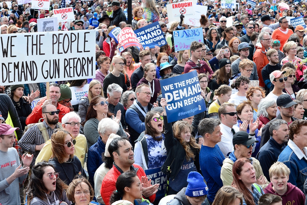 Scott Sommerdorf | The Salt Lake TribunePart of the huge crowd on the south lawn of the Utah State Capitol for the "For Our lives" rally, Saturday, March 24, 2018.