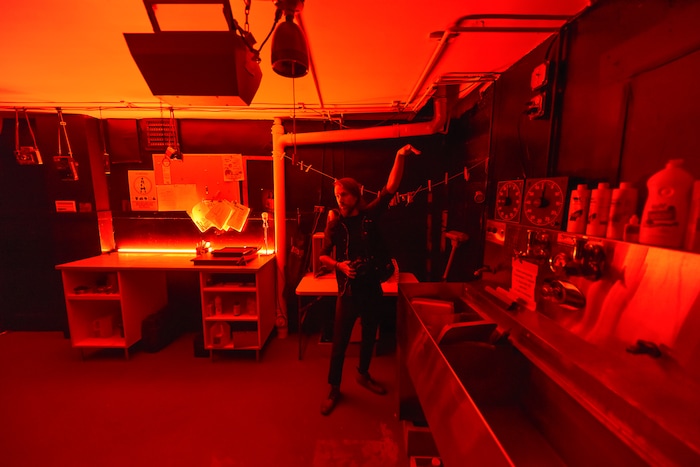 (Francisco Kjolseth  |  The Salt Lake Tribune)  Visual artist Dave Brewer, co-owner of the historic 2016 Ladies Literary Club House building at 850 E South Temple, currently known at the Photo Collective Studios gives a tour of public darkroom in the basement. Brewer and his partner are now seeking a grant to make it ADA accessible for the first time in its 106-year history. To publicize their cause, on Tuesday, Sept. 24, 2019, they opened their refurbished building to tours.