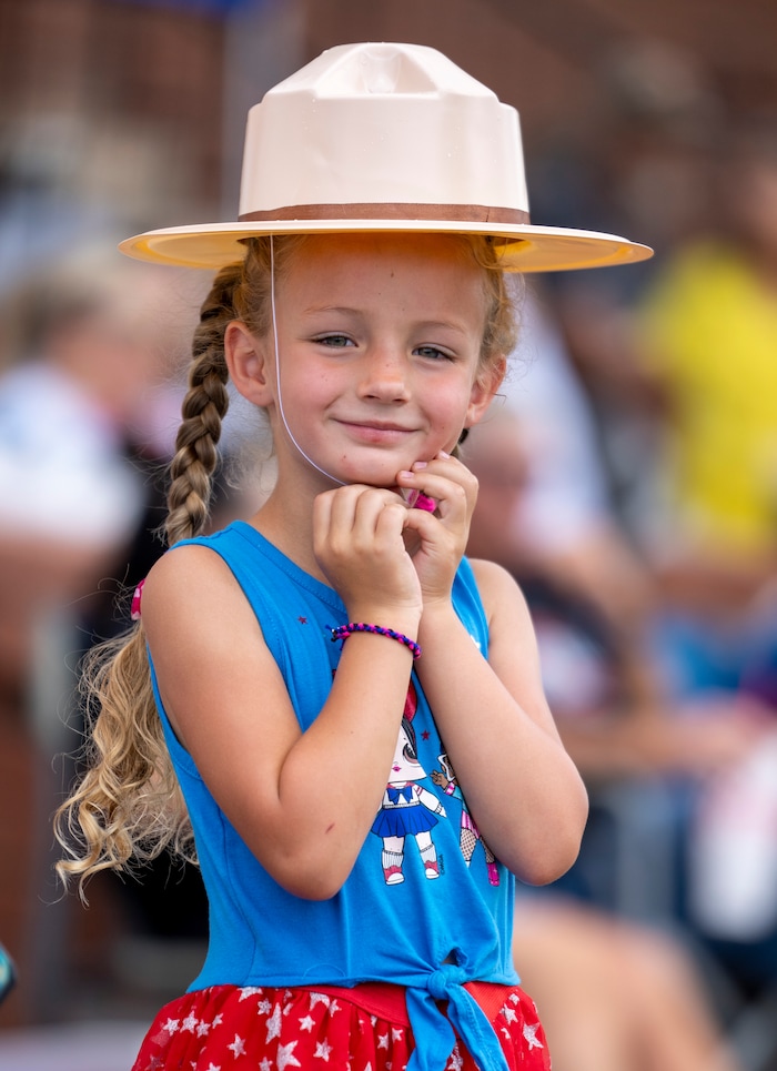 (Rick Egan | The Salt Lake Tribune) 
Jaya Syrett, 5 watches the Pioneer Day Parade on Center Street in Panguitch, Saturday, July 23, 2022.