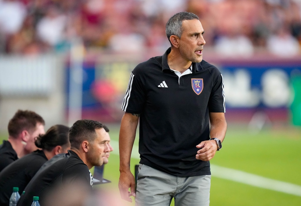 (Francisco Kjolseth  |  The Salt Lake Tribune) Real Salt Lake beach coach Pablo Mastroeni during an MLS soccer match against LA Galaxy on Saturday, June 22, 2024, in Sandy Utah.