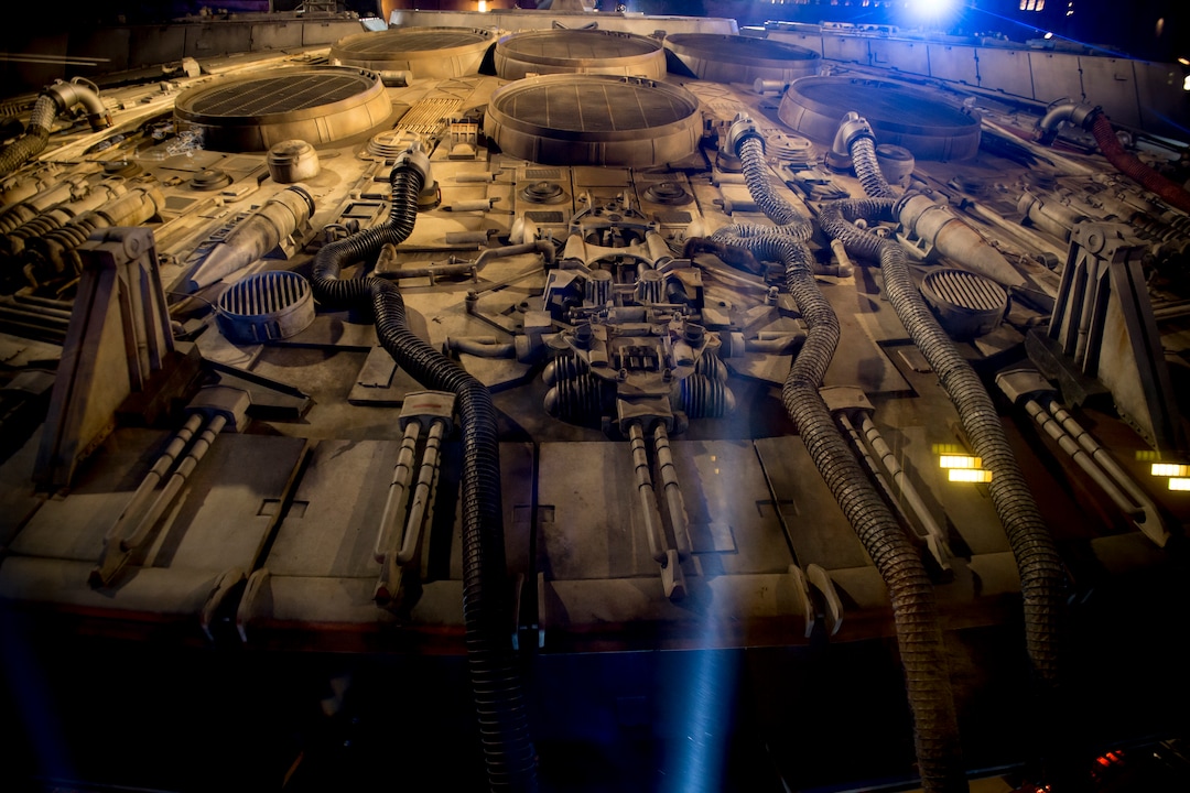(Jeremy Harmon  |  The Salt Lake Tribune) A view of the top of the Millennium Falcon is seen from the windows of Hondo Ohnaka's facility at Star Wars: Galaxy's Edge in Anaheim, Ca. on Wednesday, May 29, 2019.