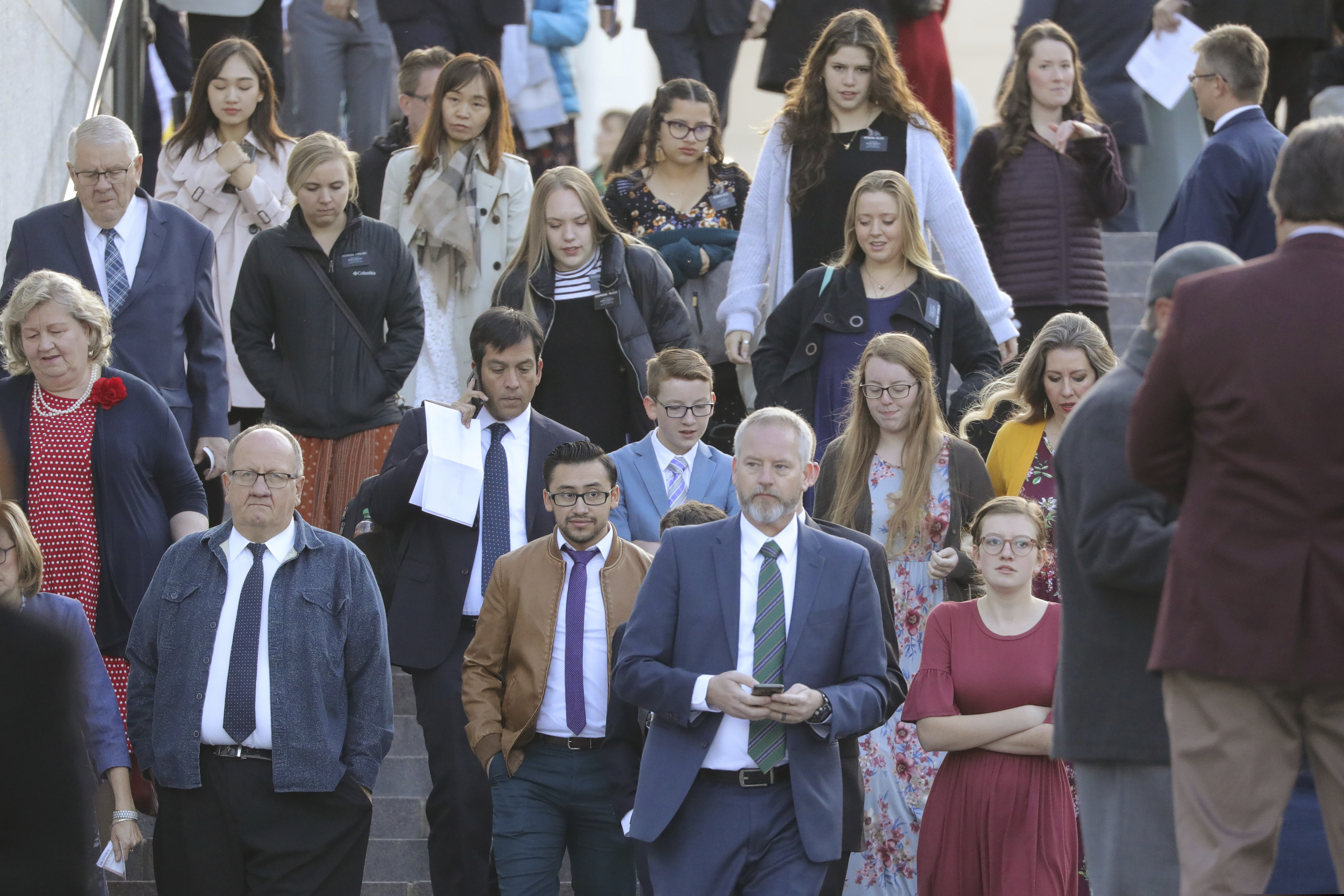 (Rick Bowmer | AP) The Church of Jesus Christ of Latter-day Saints President Russell M. Nelson, greets the conference of The Church of Jesus Christ of Latter-day Saints Saturday, Oct. 5, 2019, in Salt Lake City. The president of The Church of Jesus Christ of Latter-day Saints has rolled out a dizzying number of policy changes during his first two years at the helm of the faith, leading to heightened anticipation for what he may announce at this weekend's church conference in Salt Lake City.
