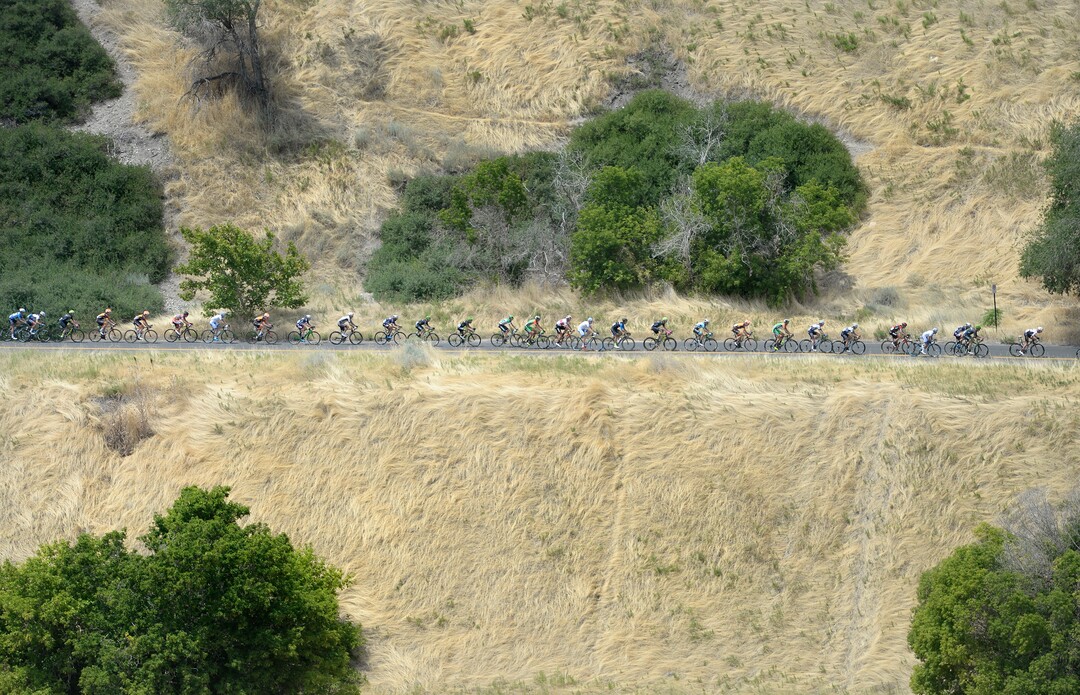 (Scott Sommerdorf   |  The Salt Lake Tribune)   Riders on Bonneville Blvd. just after the start of stage 7 of the Tour of Utah. Robert Britton is the winner of the 2017 Tour of Utah, Sunday, August 6, 2017.  