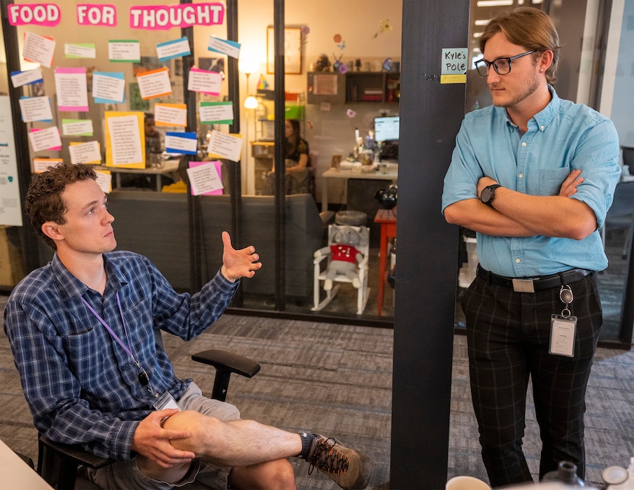 (Rick Egan | The Salt Lake Tribune) Jack Bushway and Keegan Kaylkanan work as case managers at the Pamela Atkinson Resource Center in South Salt Lake, Tuesday, Aug. 15, 2023.