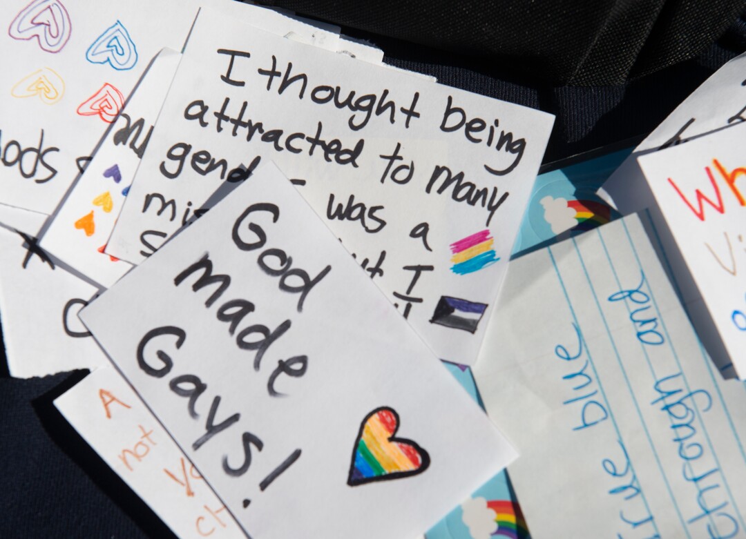 (Rick Egan  |  The Salt Lake Tribune)   Notes written by BYU students for Rainbow Day on the BYU Campus, Wednesday, Feb. 26, 2020.