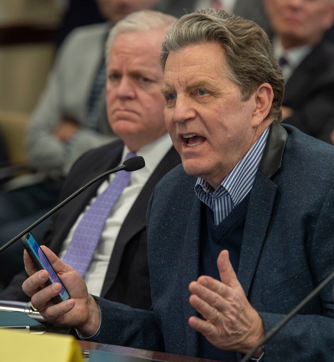 (Rick Egan  |  The Salt Lake Tribune)      Richard Jones speaks out against the sweeping tax overhaul bill during it's first public hearing in a committee meeting, Friday, March 1, 2019. 
