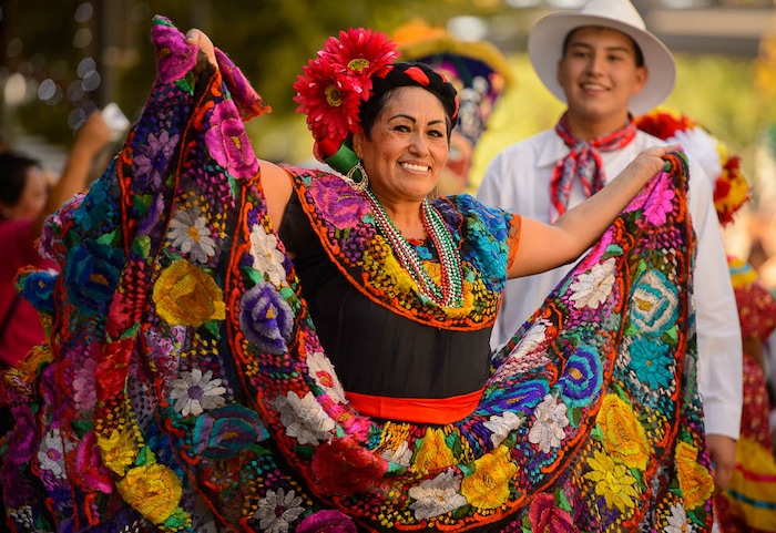 (Trent Nelson | The Salt Lake Tribune)
Dancers in the third annual Hispanic Heritage Parade and Street Festival in Salt Lake City, Saturday Sept. 22, 2018.
