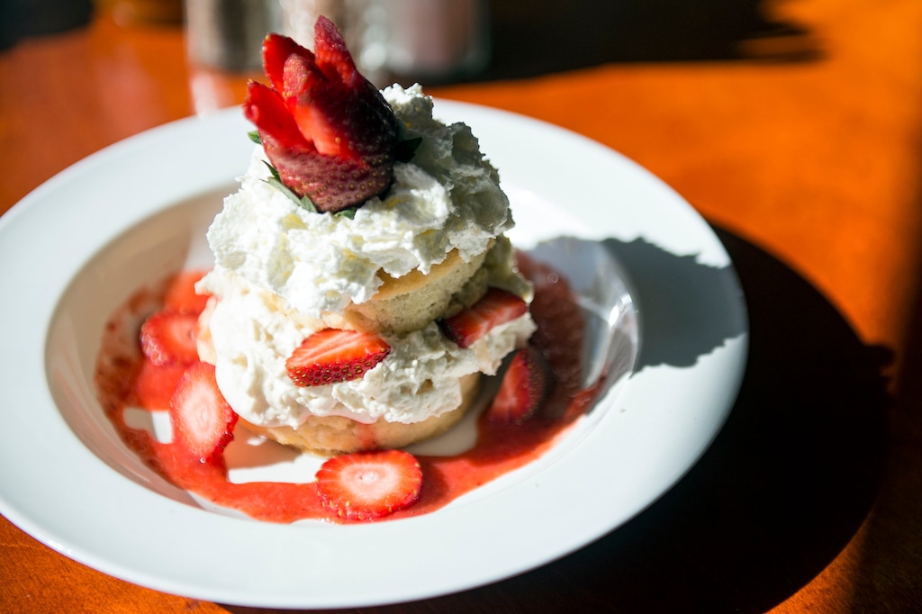 Lennie Mahler | The Salt Lake Tribune
The Strawberry Tall Cake at Sweet Lake Biscuits & Limeade, a new breakfast and lunch spot at 54 West 1700 South in Salt Lake City.