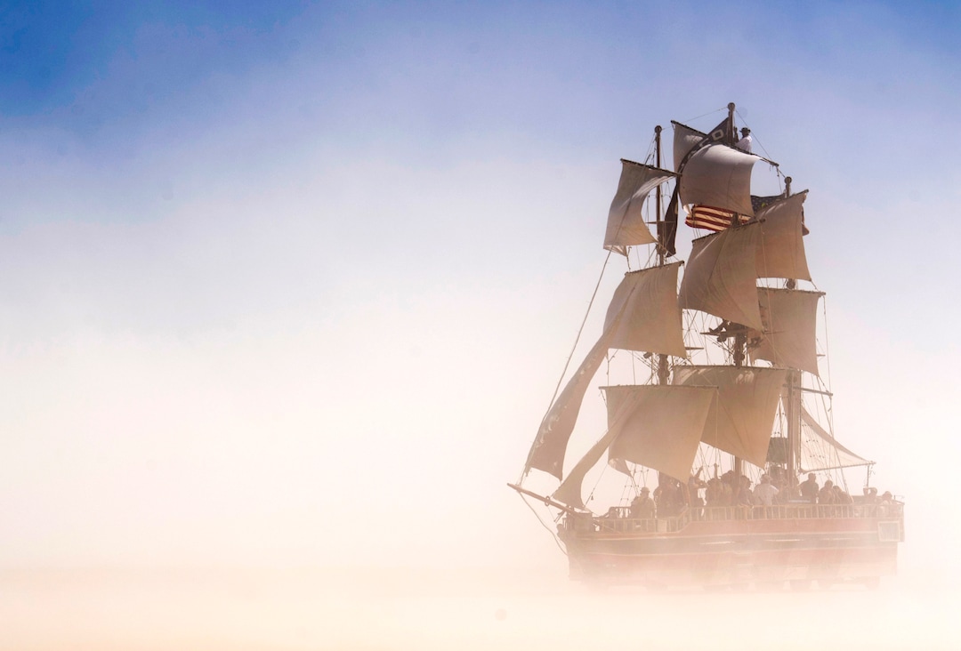 (Rick Egan  |  The Salt Lake Tribune)   The Monaco sails through the bowing dust at Burning Man, Saturday, Aug. 31, 2019.
