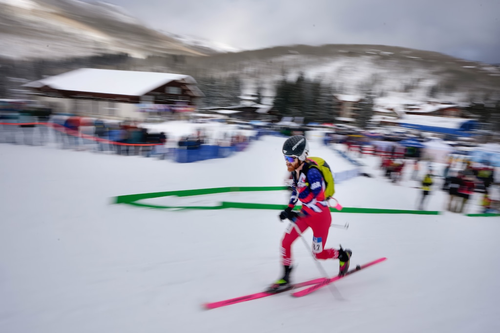 (Francisco Kjolseth | The Salt Lake Tribune) Cameron Smith of Team USA helps beat out Canada to secure a spot at the Milan-Cortina 2026 Winter Games during the International Ski Mountaineering Federation World Cup race at Solitude on Saturday, Dec. 6, 2025. Known as skimo, the sport will make its Olympic debut Thursday, Feb. 19, 2026.