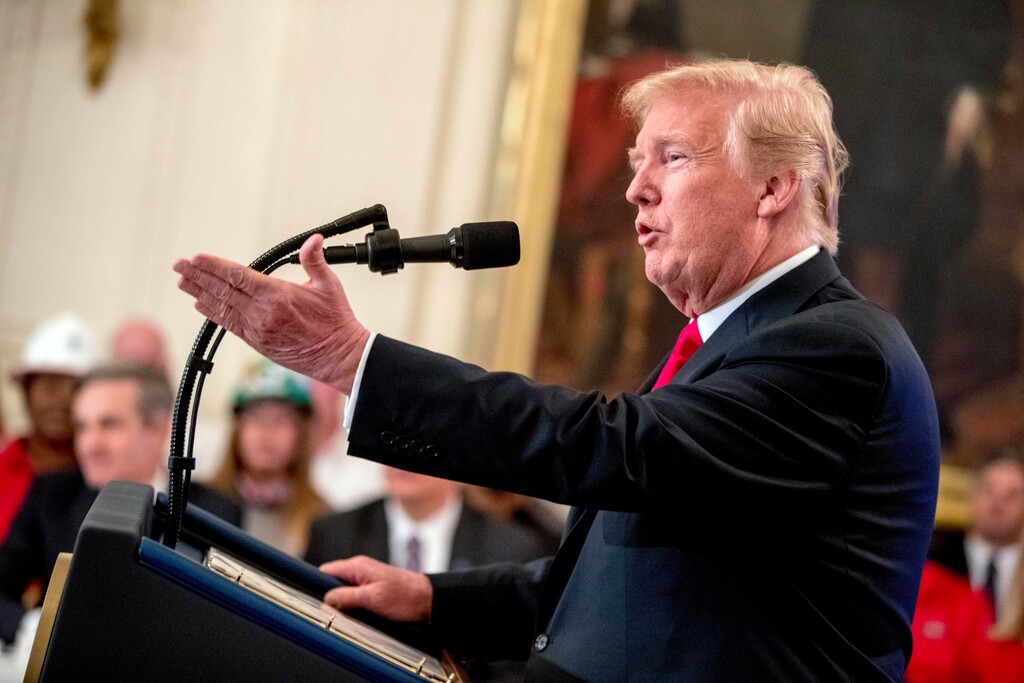 (Andrew Harnik | The Associated Press) In this July 19, 2018 file photo, President Donald Trump speaks before signing an Executive Order that establishes a National Council for the American Worker during a ceremony in the East Room of the White House in Washington. Trump said he’s willing to hit all imported goods from China with tariffs, sending U.S. markets sliding before the opening bell, Friday, July 20.  In a taped interview with the business channel CNBC, Trump said “I’m willing to go to 500,” referring roughly to the $505.5 in goods imported last year from China.