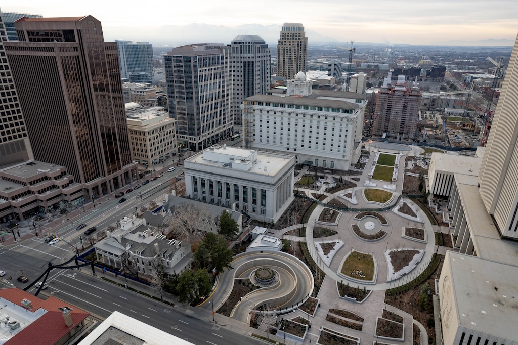 (Francisco Kjolseth  |  The Salt Lake Tribune) Temple Square in downtown Salt Lake City is pictured on Tuesday, Dec. 26, 2023.