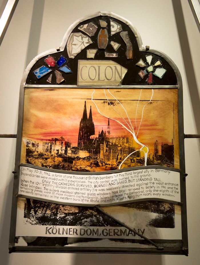 (Rick Egan  |  The Salt Lake Tribune)      Cologne, Germany, Klner Dom (Cologne Cathedral), is part of the the McDonald Windows, stained glass exhibit, "Remembered Light," which features fragments from World War II windows. The exhibit brought to Utah by the Salt Lake Interfaith Roundtable & the Peace Committee of the Utah District of Rotary International. The exhibit runs through Nov 17, at 175 South Main, in Salt Lake City. Monday, Oct. 29, 2018.



