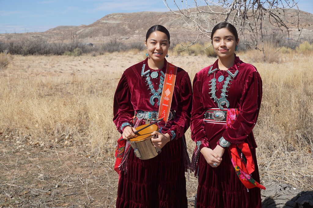 (Zak Podmore | The Salt Lake Tribune) Tewakeedah and Dachuneeh Martin, who perform as The Martin Sisters, at their first music video shoot in Montezuma Creek in early March 2020.