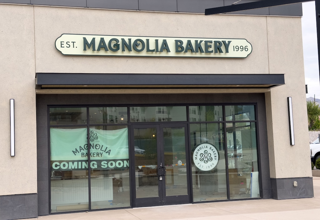 (Chris Samuels | The Salt Lake Tribune) The entrance to Magnolia Bakery in Holladay, Tuesday, May 5, 2026. 
