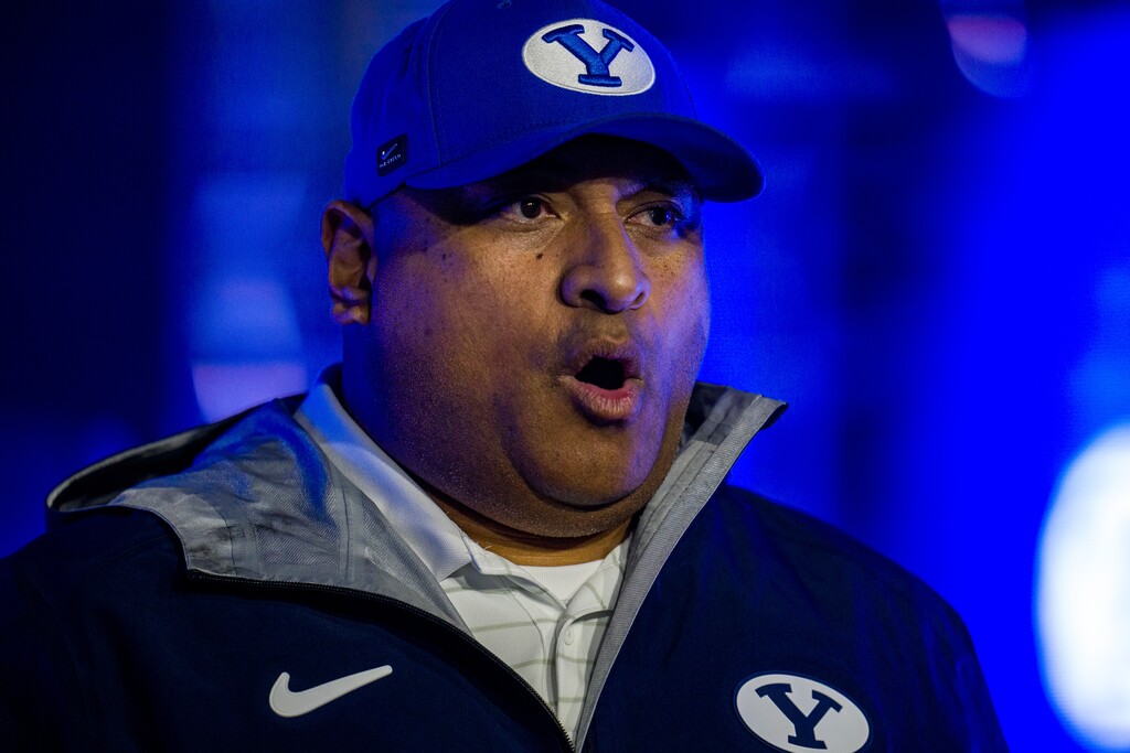 (Trent Nelson  |  The Salt Lake Tribune) BYU Cougars head coach Kalani Sitake as BYU hosts TCU on Nov. 15.