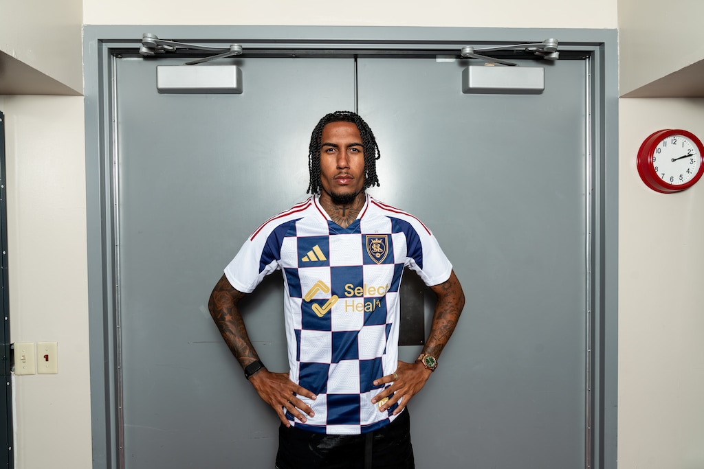 (Real Salt Lake) New RSL striker Rwan Cruz poses in his new jersey. Salt Lake acquired the Brazilian forward from Botafogo on Aug. 1, 2025.