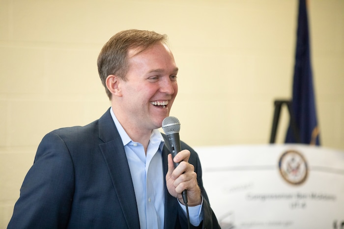 (Keith Johnson  |  for The Salt Lake Tribune) Newly elected Utah Congressman Ben McAdams, representing Utah's 4th District, holds a town hall meeting at the Redwood Recreational Center in West Valley City, Utah on Jan. 19, 2019. McAdams held the town hall meeting to make good on a promise to be more accessible to constituents, a criticism he leveled against former congresswoman Mia Love during McAdam's campaign. 
