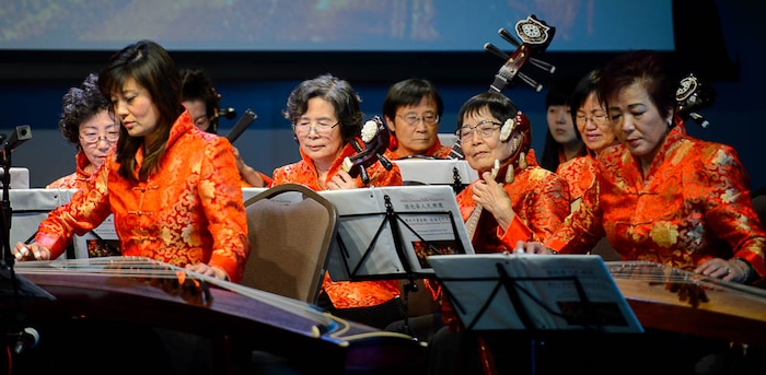 (Trent Nelson | The Salt Lake Tribune)  The Utah Chinese Folk Orchestra performs at the Chinese New Year Celebration at the County Library's Viridian Event Center in West Jordan, Saturday Feb. 17, 2018.