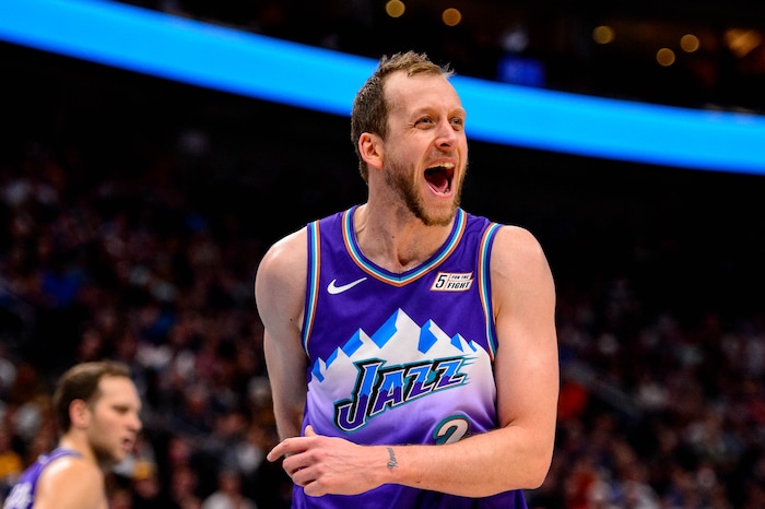 (Trent Nelson  |  The Salt Lake Tribune) Utah Jazz forward Joe Ingles (2) as the Utah Jazz host the Portland Trail Blazers, NBA basketball in Salt Lake City on Thursday, Dec. 26, 2019.
