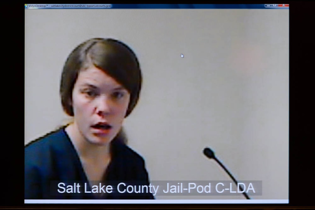 (Trent Nelson | The Salt Lake Tribune)  Kathleen Boutain, charged with three counts of first-degree felony criminal solicitation and three counts of second-degree theft, makes a court appearance in Salt Lake City Tuesday November 21, 2017.