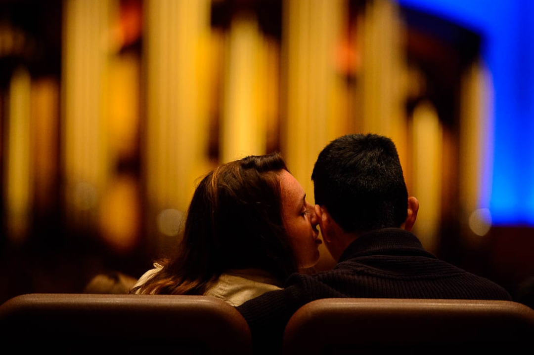 (Trent Nelson  |  The Salt Lake Tribune)  A kiss received during the morning session of the189th Annual General Conference of The Church of Jesus Christ of Latter-day Saints in Salt Lake City on Sunday April 7, 2019.