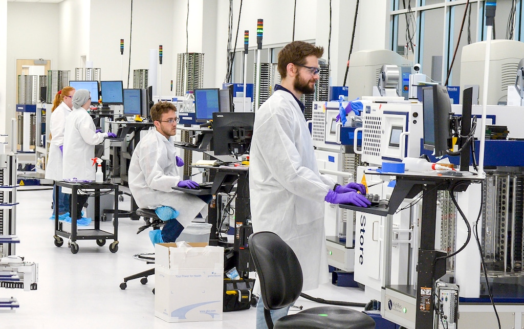(Leah Hogsten  |  The Salt Lake Tribune) Recursion Pharmaceuticals, a biotechnology company headquartered in downtown Salt Lake City, is merging with the United Kingdom's cancer biotech company Exscientia. 