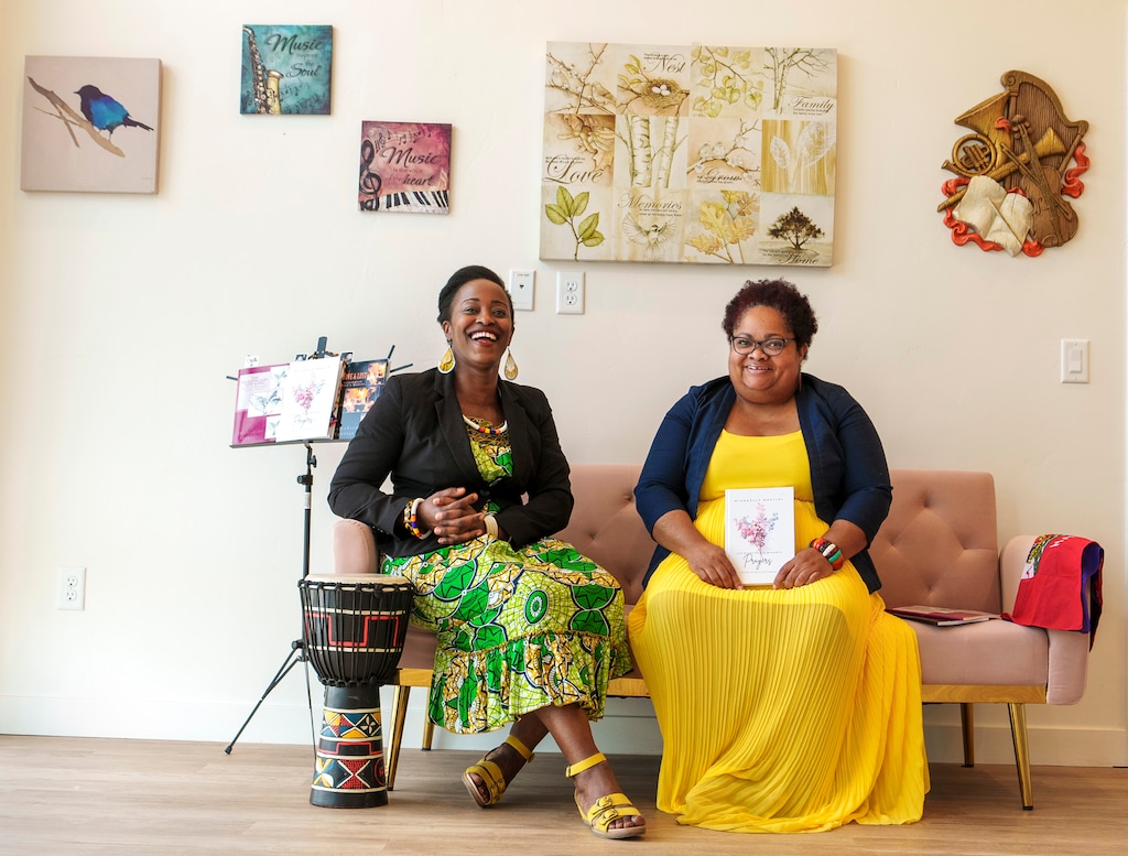 (Leah Hogsten | The Salt Lake Tribune)  From left, Poetry on Main co-owners Yvonne Nsabimana and Michaelle Martial, pictured in their 702 Main store Wednesday, May 10, 2023 will offer Afro-Caribbean gifts, food, poetry and music this summer.