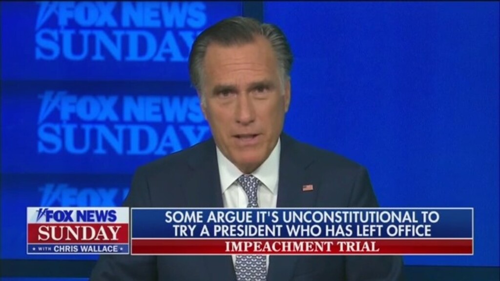 (Screengrab | Grabien) Sen. Mitt Romney argues former President Donald Trump committed an impeachable offense by inciting an attempted insurrection during an appearance on Fox News Sunday, Jan. 24, 2021.