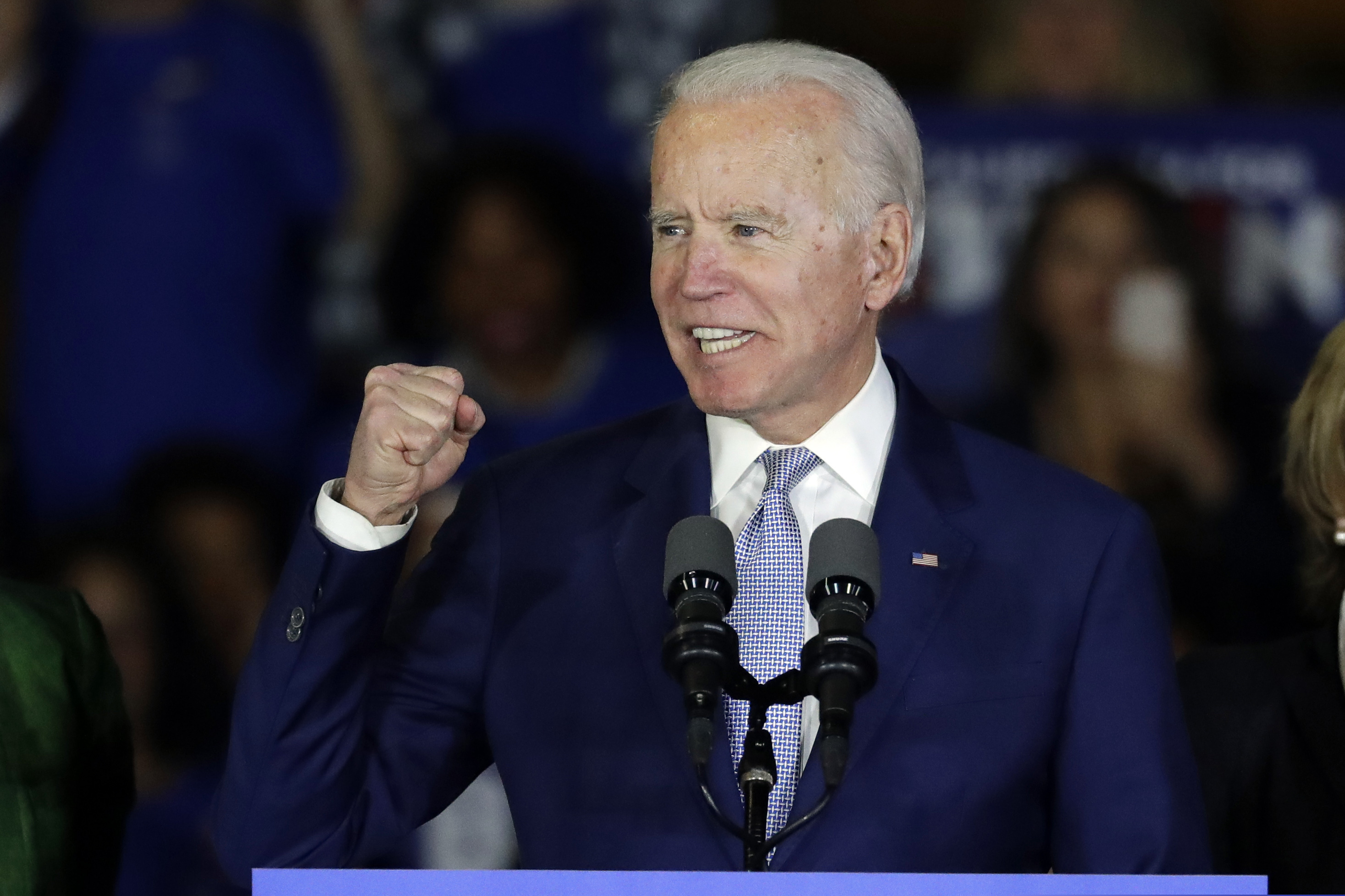 Democratic presidential candidate former Vice President Joe Biden speaks at a primary election night campaign rally Tuesday, March 3, 2020, in Los Angeles. (AP Photo/Chris Carlson)