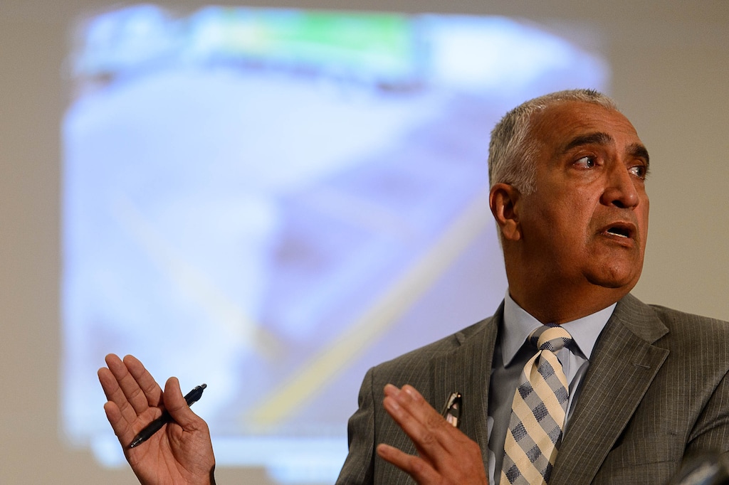 (Trent Nelson | The Salt Lake Tribune)  Salt Lake County District Attorney Sim Gill announces his finding that the Sept. 28 incident in which 39-year-old Michael Bruce Peterson was shot and killed by Salt Lake City police officers was a justified use of force, at a news conference in Salt Lake City, Wednesday October 25, 2017.