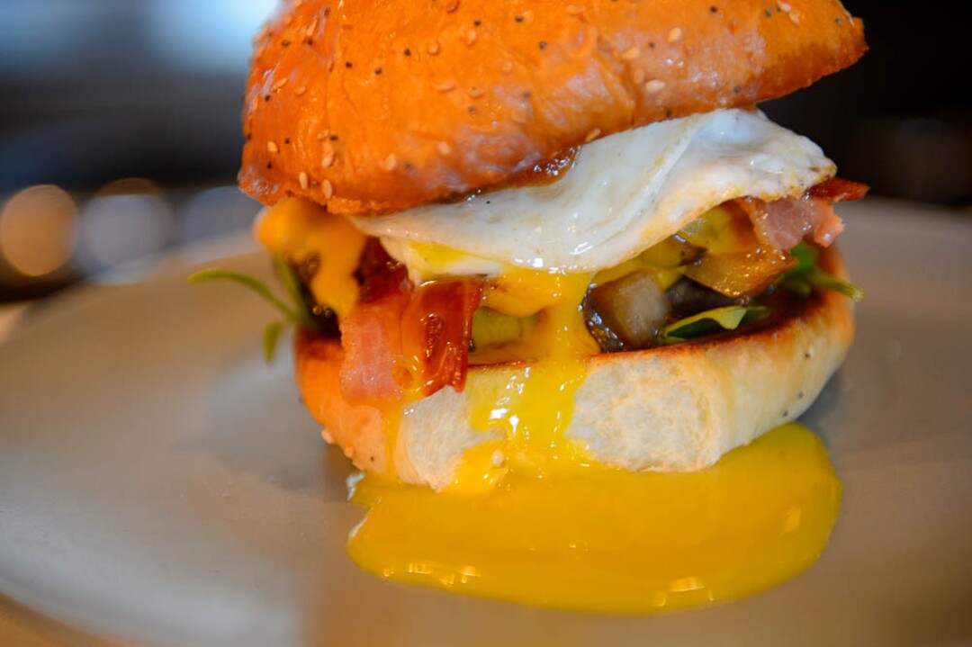 (Trent Nelson | The Salt Lake Tribune)  The Egg Burger, at Element Bistro, a new small plates restaurant in Cottonwood Heights, Tuesday May 8, 2018.