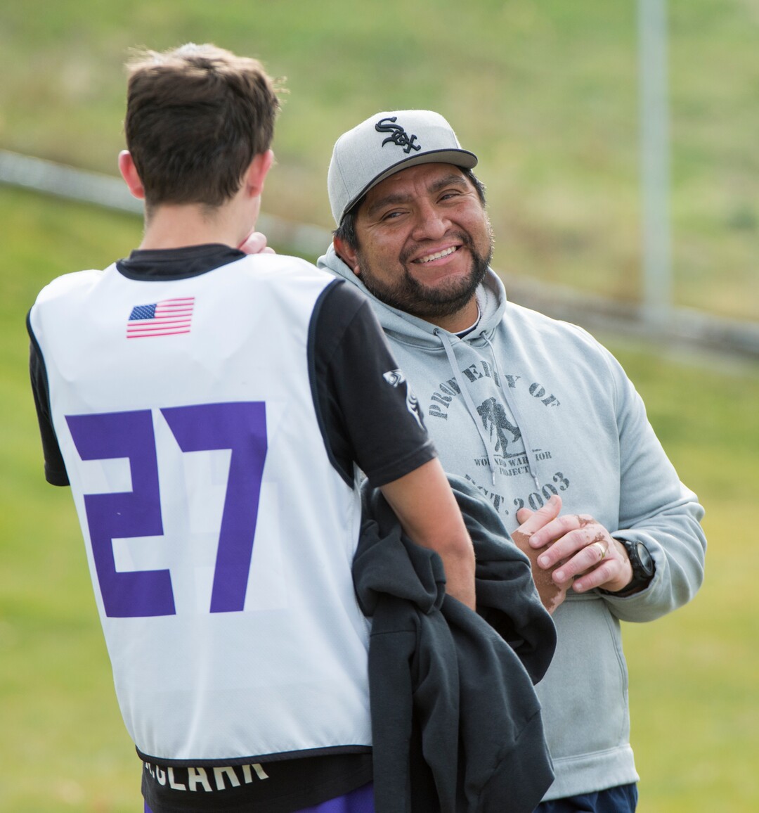 (Rick Egan | The Salt Lake Tribune) Box Elder lacrosse coach Juan Gaytan coaches the Bees during a tournament in Logan on Saturday, Nov. 3, 2018.
