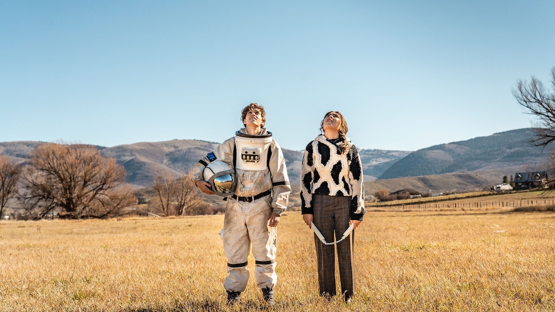 (Steve Olpin  |  Sundance Institute) Itsy (Emma Tremblay, right) tries to learn about her space-obsessed neighbor, Calvin (Jacob Buster) in director Jake Van Wagoner's filmed-in-Utah comedy "Aliens Abducted My Parents and Now I Feel Left Out," an official selection of the Kids section at the 2023 Sundance Film Festival.