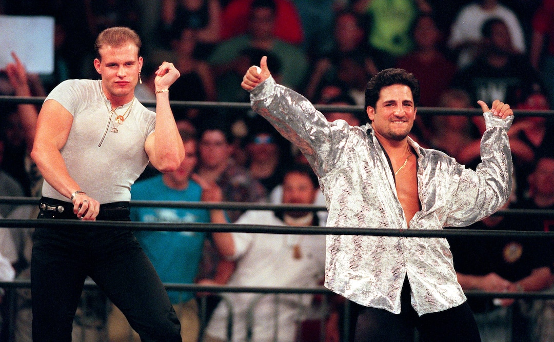 (Trent Nelson | The Salt Lake Tribune)  Alex Wright and Disco Inferno at WCW's Bash at the Beach in San Diego. July 12, 1998.