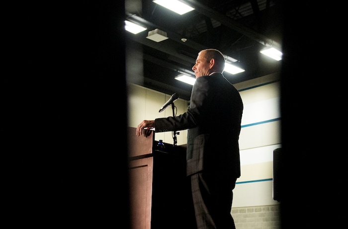 Leah Hogsten | The Salt Lake Tribune
Third District primary candidate Provo Mayor John Curtis fields questions during The Salt Lake Tribune-Hinckley Institute of Politics debate, July 28, 2017, at the Utah Valley Convention Center in Provo. The primary will be held Aug. 15.