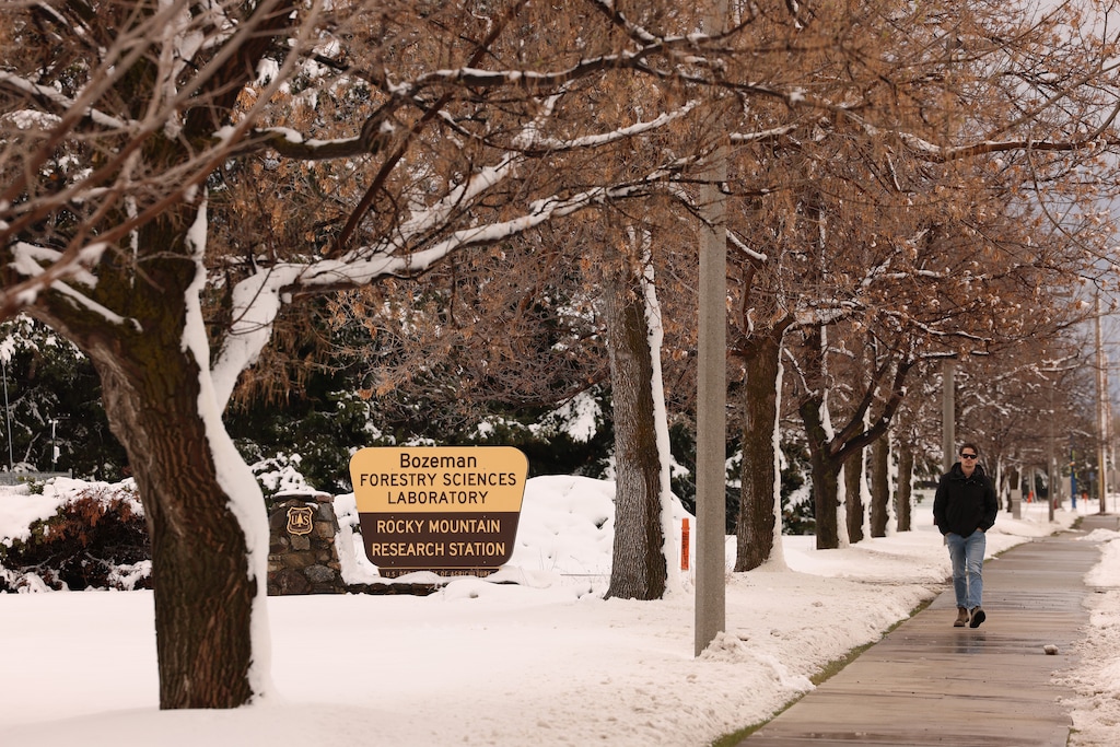 (John Stember | The New York Times) The Bozeman Forestry Research Station after a snowfall in Montana, Friday, April 3, 2026. The U.S. Forest Service research facility employs six people and is one of the locations that’s going to be potentially impacted by the recent U.S. Forest Service reorganization.
