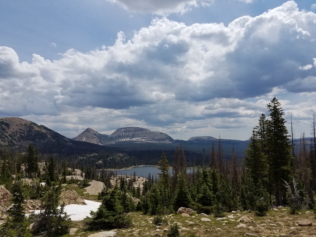 Jessica Miller  |  The Salt Lake TribuneA lake is spotted in the distance during a hike to Clyde Lake in the Uinta Mountains.