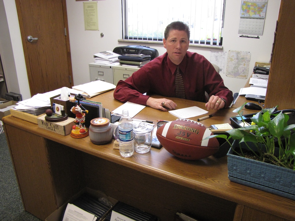 Utah High School Activities Association director Rob Cuff in his office.