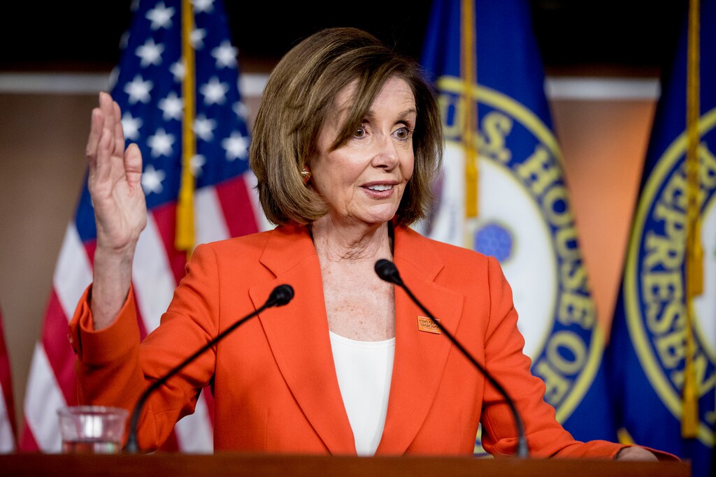 (Andrew Harnik | AP file photo)  House Speaker Nancy Pelosi of Calif. meets with reporters at the Capitol in Washington, Wednesday, June 5, 2019.