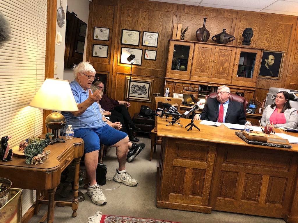 (Kolbie Peterson | The Salt Lake Tribune) Clarence Newman, one of the plaintiffs named in a lawsuit filed Monday against state corrections officials, sits in the law office of Robert Sykes in Salt Lake City on Monday, May 1, 2023, as he describes when a man broke into his and his wife's home and burned it down.