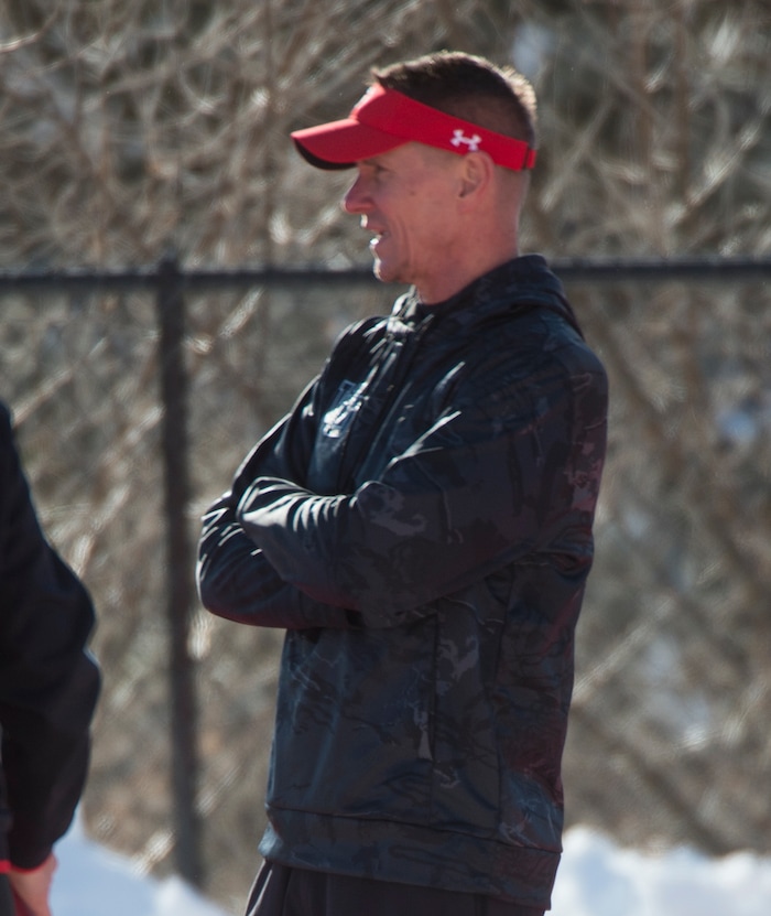 (Rick Egan  |  The Salt Lake Tribune)   Utah associate head coach/defensive line coach Gary Andersen, during the first day of Spring practice, Monday, March 5, 2018.


