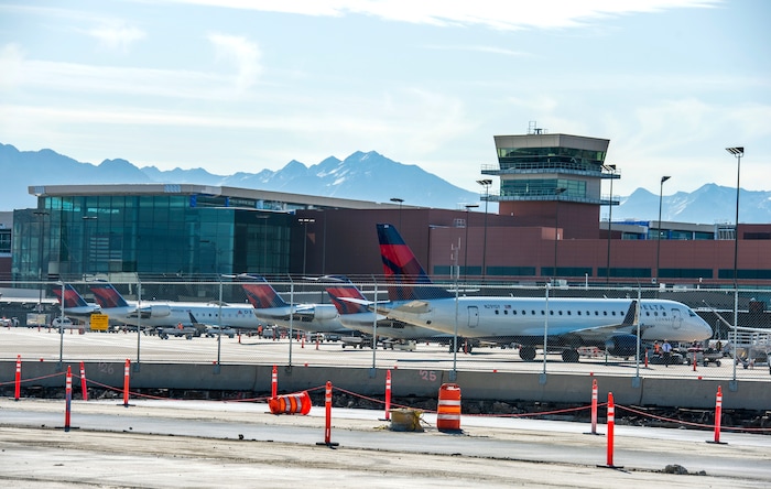 (Rick Egan  |  The Salt Lake Tribune)       The new Delta tower and concourse. In less than a year the Salt Lake City Department of Airports will open the first phase of the new Salt Lake International Airport, Monday, Sept. 23, 2019.