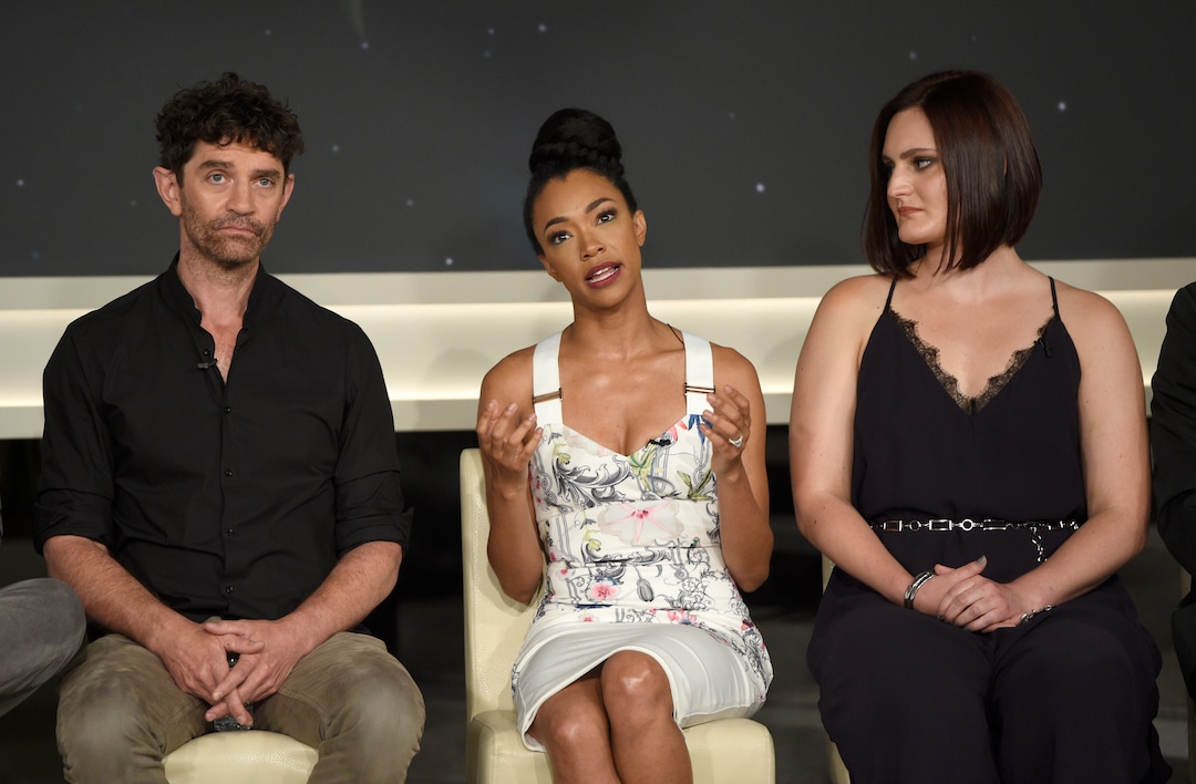 James Frain, from left, Sonequa Martin-Green and Mary Chieffo participate in the "Star: Trek Discovery" panel during the CBS Television Critics Association Summer Press Tour at CBS Studio Center on Tuesday, Aug. 1, 2017, in Beverly Hills, Calif. (Photo by Chris Pizzello/Invision/AP)