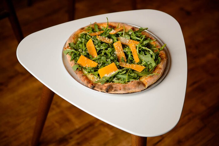 (Trent Nelson | The Salt Lake Tribune)  
Nomad Eatery, a new fast-casual restaurant near the airport in Salt Lake City. The chef/owner is Justin Soelberg, who worked at Avenues Proper and Proper Burger before launching this new eatery. Thursday March 22, 2018. Betty White pizza.